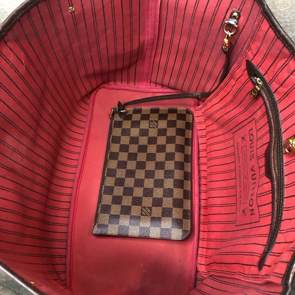LOUIS VUITTON Damier Ebene Neverfull GM WITH: LV Dust Bag Pochette Organizer